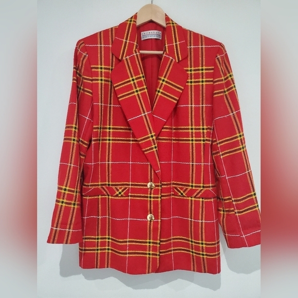 Vintage Red, yellow, black blazer with shoulder pads vintage size 10 🇨🇦 - Picture 6 of 10